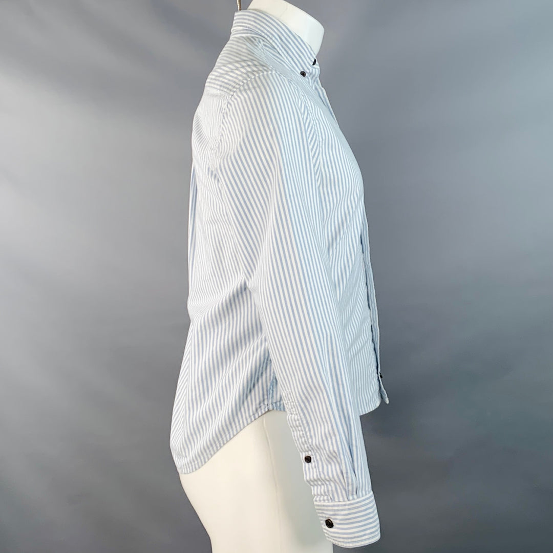 ACNE STUDIOS Size XS Blue White Stripe Cotton One pocket Long Sleeve Shirt