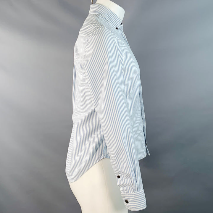 ACNE STUDIOS Size XS Blue White Stripe Cotton One pocket Long Sleeve Shirt
