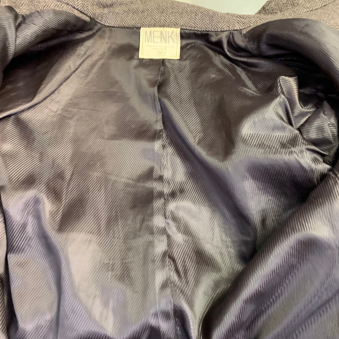 MENK Size S Brown Herringbone Wool Blend Zip Up Jacket