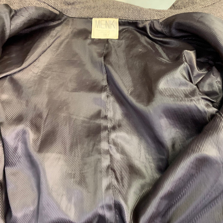 MENK Size S Brown Herringbone Wool Blend Zip Up Jacket