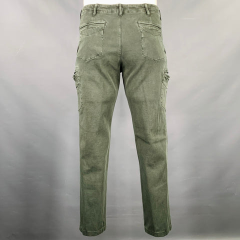 J.W. BRINE Size 34 Green Wash Cotton Blend Cargo Pockets Zip Fly Casual Pants