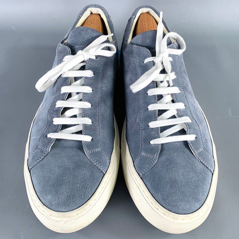 COMMON PROJECTS Size 11 Steel Blue Suede Lace-Up Sneakers