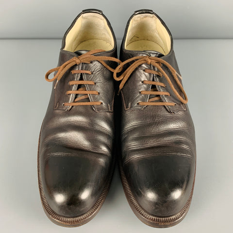 FAUSTO SANTINI Size 10 Brown Leather Lace-Up Shoes