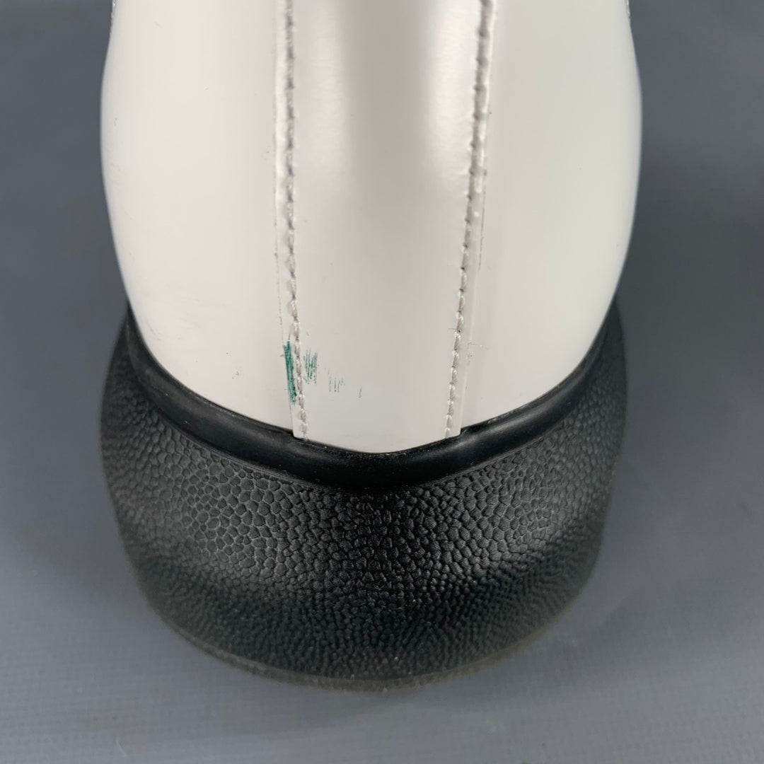 ALEXANDER MCQUEEN Size 9 White Black Leather Chelsea Ankle Boots