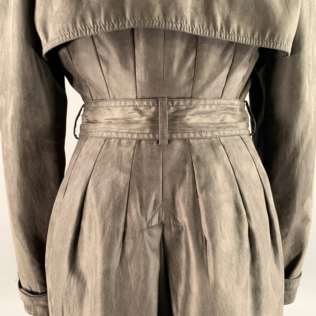 ALEXANDER MCQUEEN Size M Grey Polyethylene Solid Double Breasted Coat