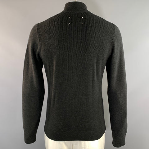 MAISON MARGIELA Size XL Dark Grey Wool Cotton Zip Up Jacket