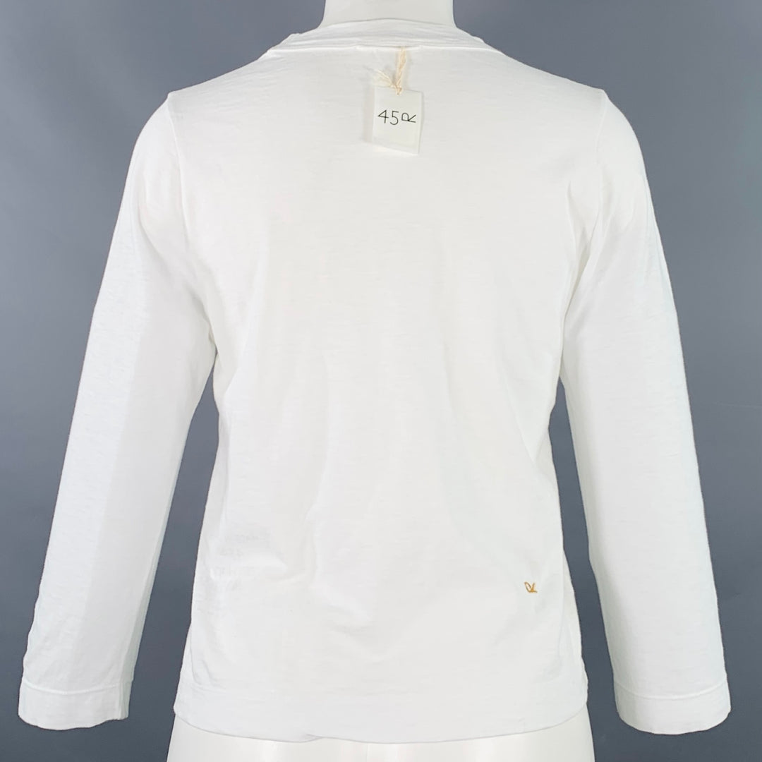 45rpm Size XS White Cotton 3/4 Sleeves Casual Top