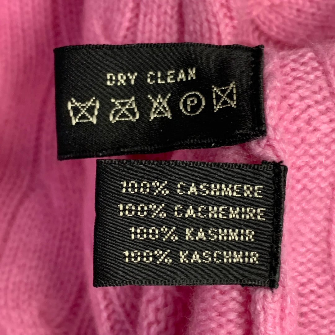 RALPH LAUREN Size M Pink Cashmere Cable Knit Off Shoulder Pullover