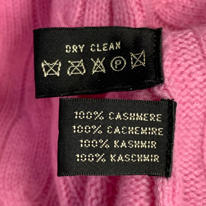 RALPH LAUREN Size M Pink Cashmere Cable Knit Off Shoulder Pullover