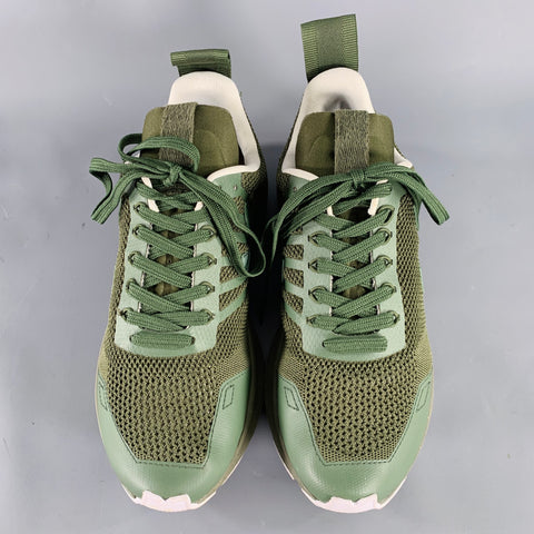 RICK OWENS Size 9 Green Mixed Materials Nylon Runner Sneakers
