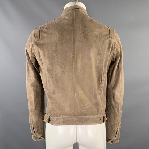 HENRY BEGUELIN Chest Size M Camel Leather Moto Racer Jacket