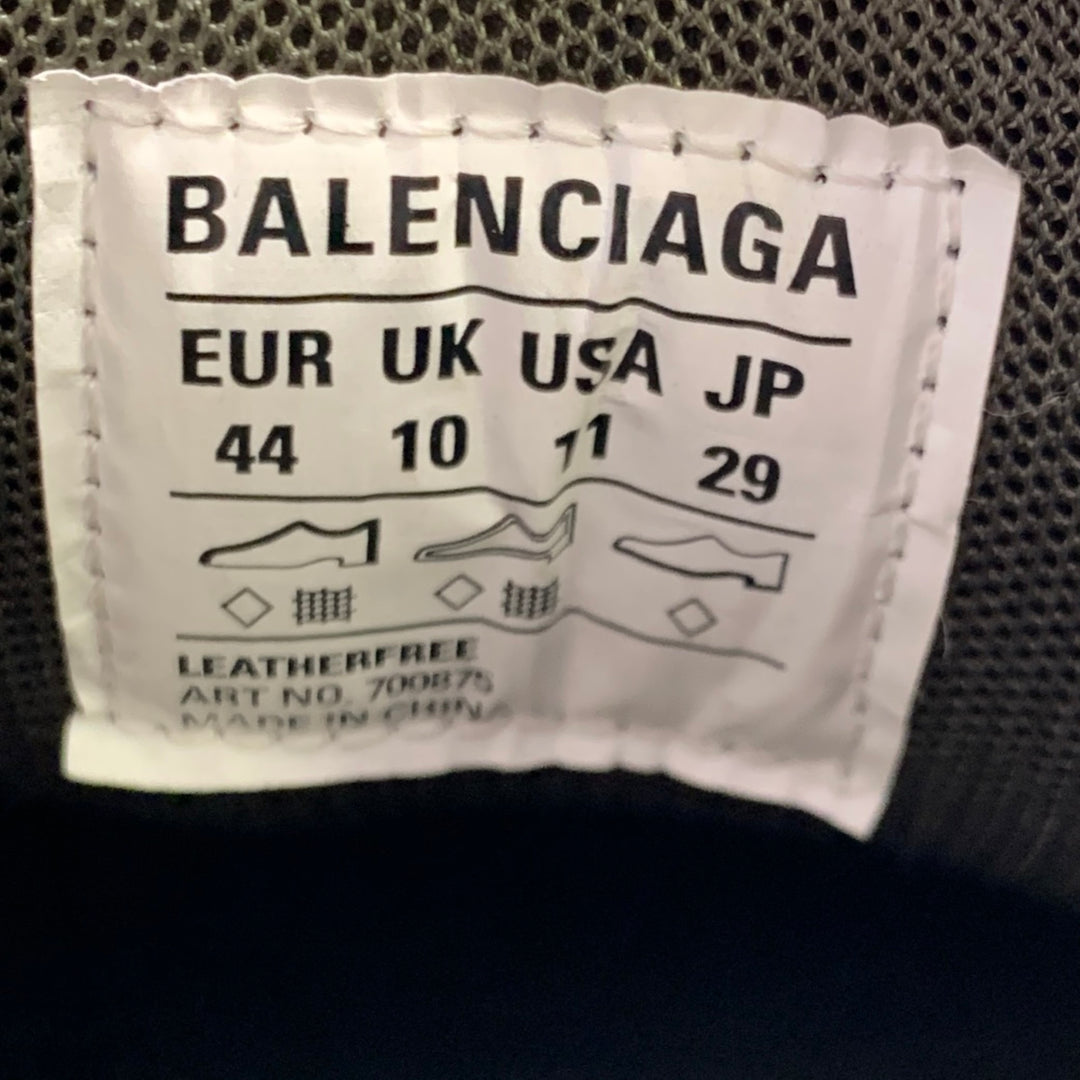 BALENCIAGA Size 11 Track 3 Green Olive Leather Nylon Lace-Up Sneakers