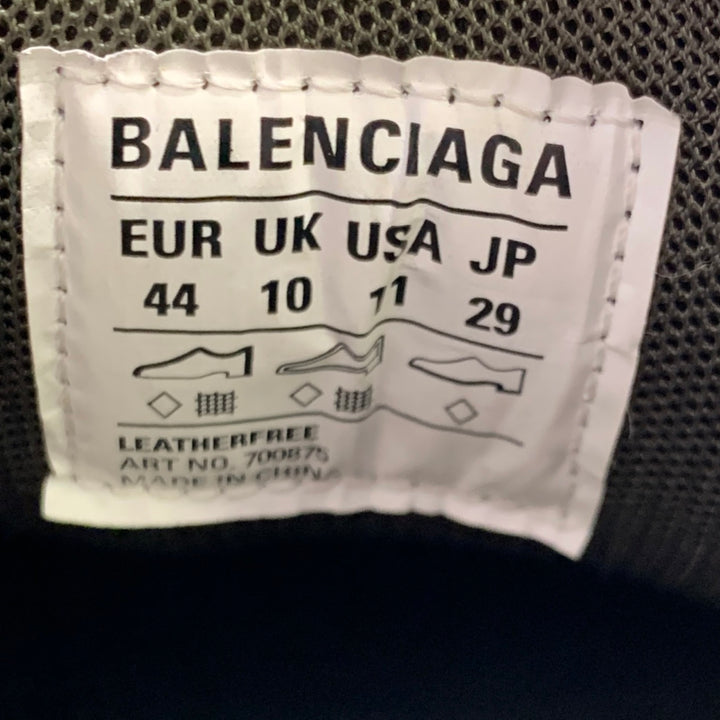 BALENCIAGA Size 11 Track 3 Green Olive Leather Nylon Lace-Up Sneakers