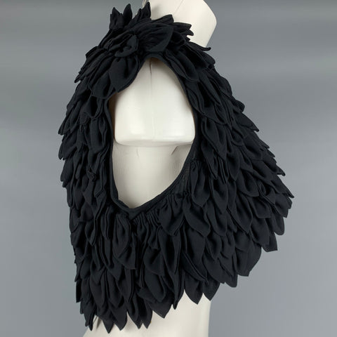 CATHERINE MALANDRINO Size S Black Silk Leaves Cropped Vest