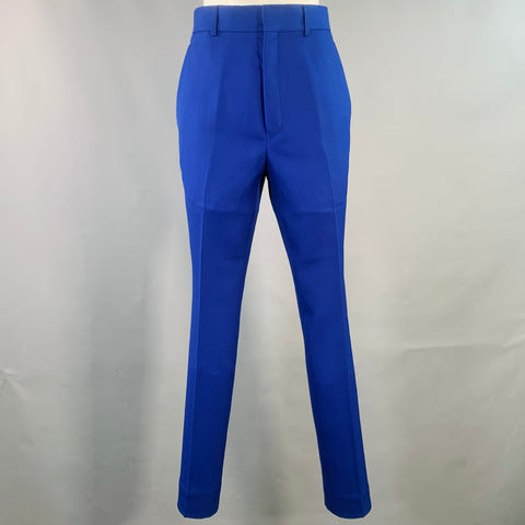 HAIDER ACKERMANN Taille 36 Costume en Laine Bleu Roi à Revers Cranté