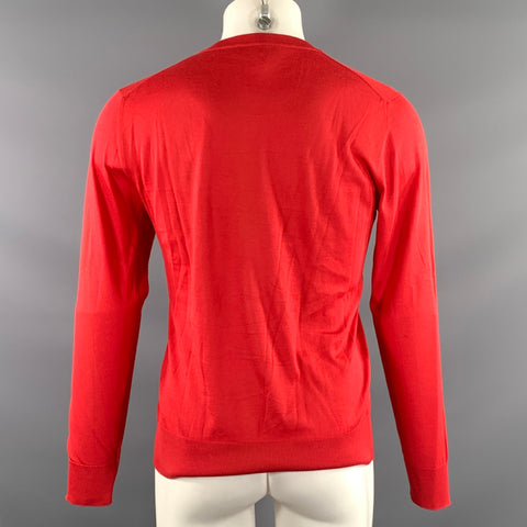 DOLCE & GABBANA Size S Red Knit Silk Ribbed Pullover