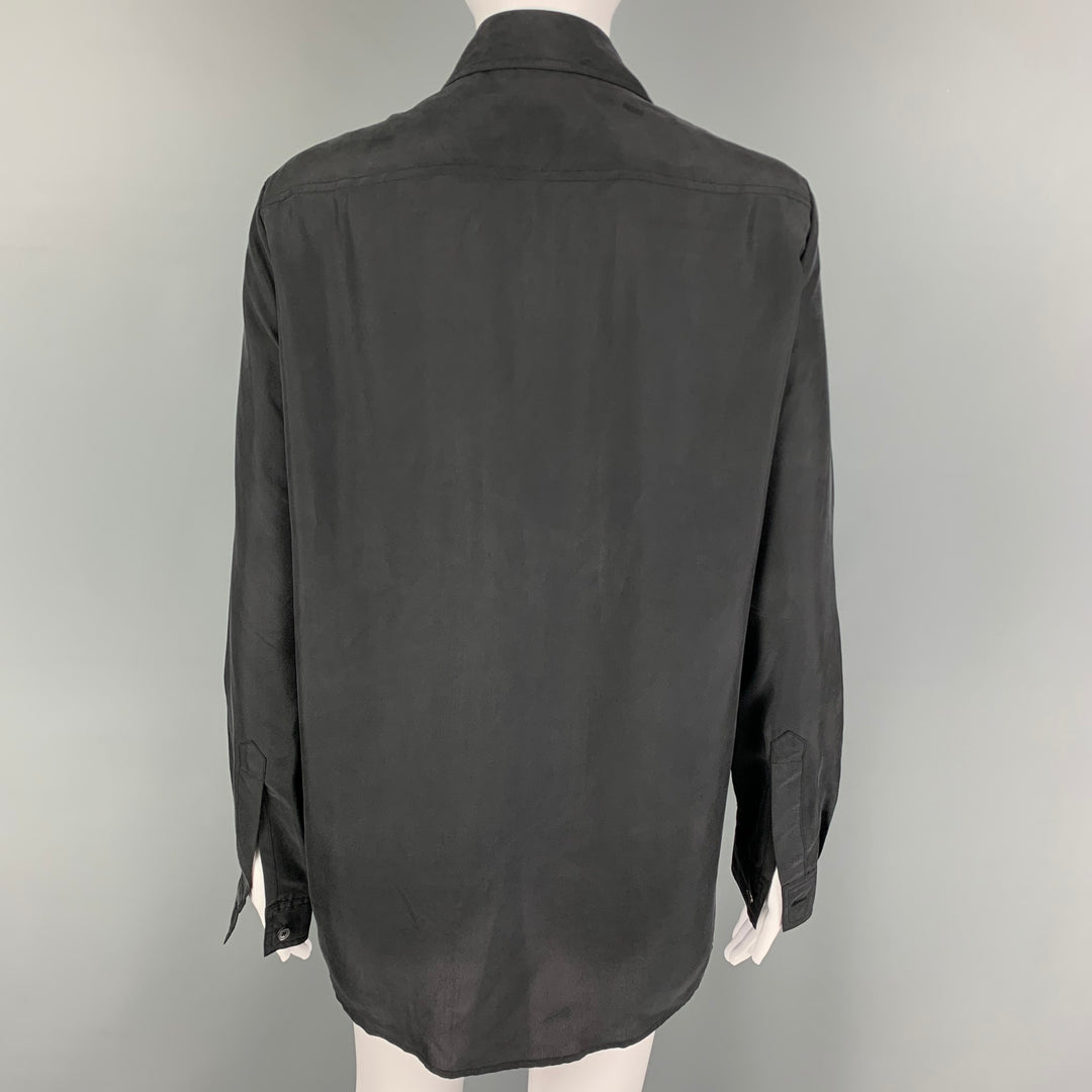 MCQ by ALEXANDER MCQUEEN Size XS Black Silk Patch Pockets Shirt