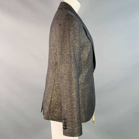 PAUL SMITH Size M Black Metallic Gold Wool Blend Single Button Jacket Blazer