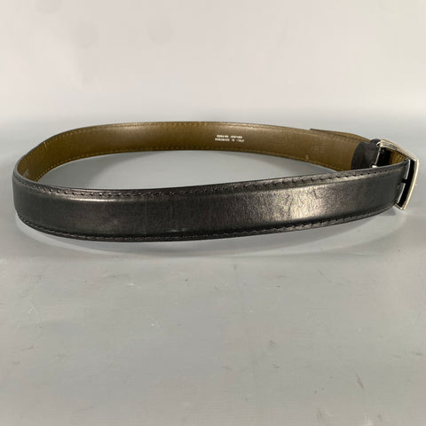 TARDINI Size 38 Black Crackled Leather Belt