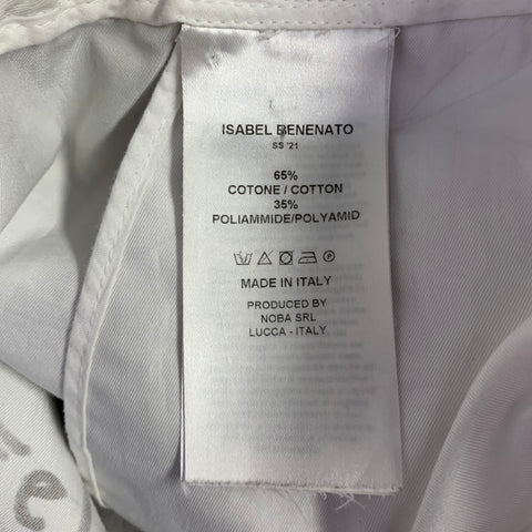 ISABEL BENENATO SS21 Size 32 White Black Scribble Cotton Blend Shorts