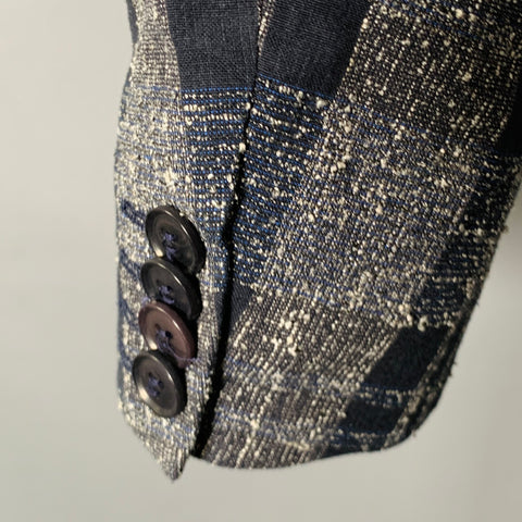 TIGER of SWEDEN Size 36 Grey Navy Plaid Cotton Blend Sport Coat