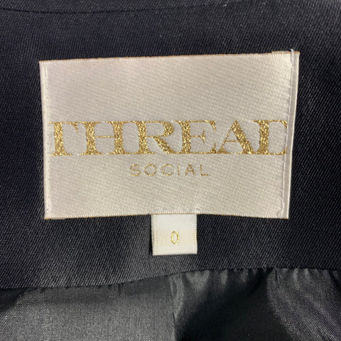 THREAD Size 0 Black Wool Silk Belted Pleated Coat