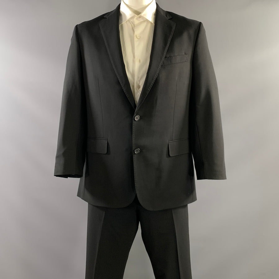 BROOKS BROTHERS Chest Size 42 Regular Black Wool Notch Lapel 36 30 Suit