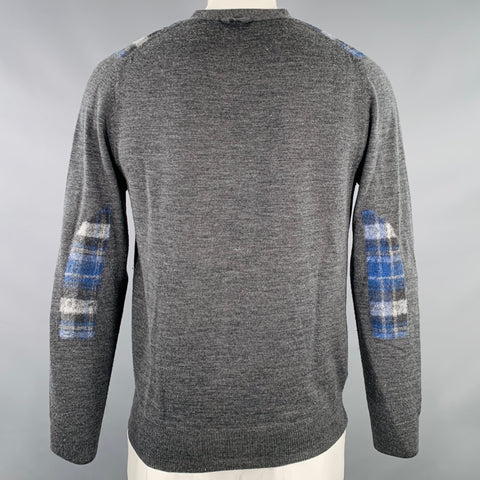 FRED PERRY Size L Grey Heather Wool Cardigan