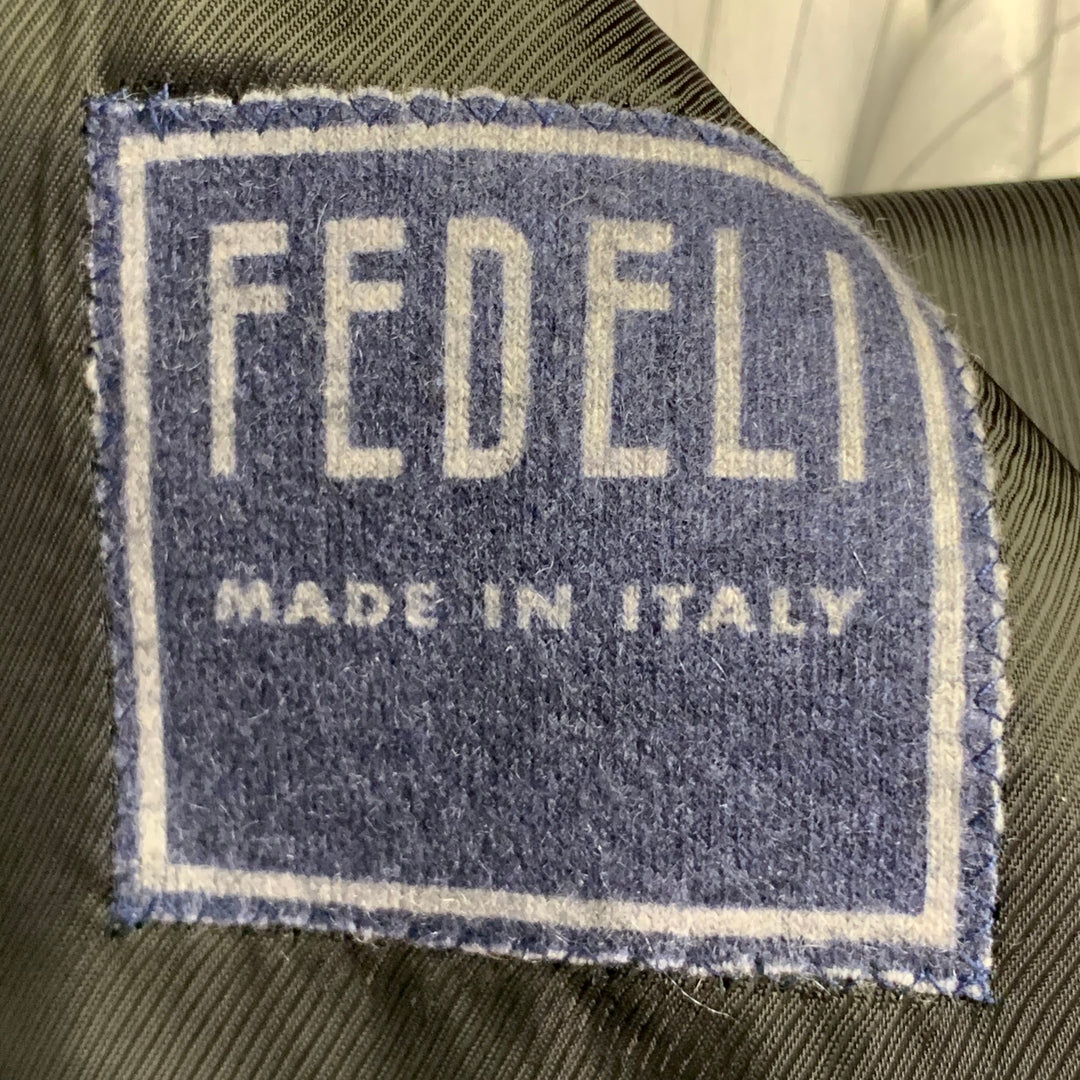 FEDELI Size 40 Grey Black Cashmere Single Breasted Pop Up Collar Coat