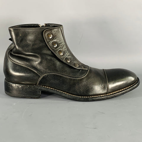 CALZOLERIA HARRIS Size 10 Black Leather Side Zipper Boots