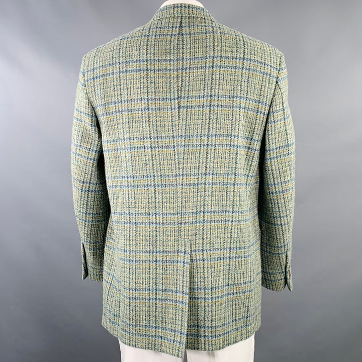 O'CONNELL'S Size 42 Green Blue Checkered Virgin Wool Sport Coat