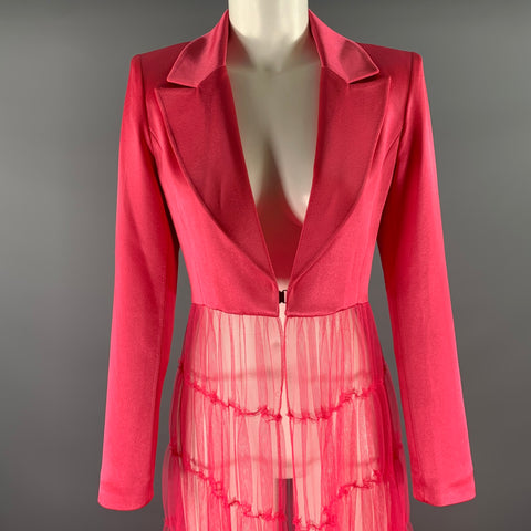ALICE + OLIVIA Size XS Pink Triacetate Blend Mesh Peak Lapel Coat
