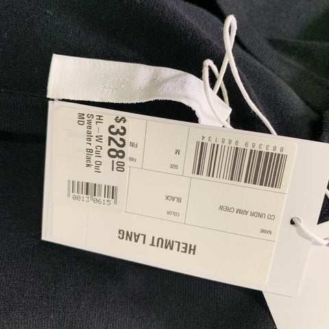 HELMUT LANG Size M Black Cut Out Crew Neck Pullover