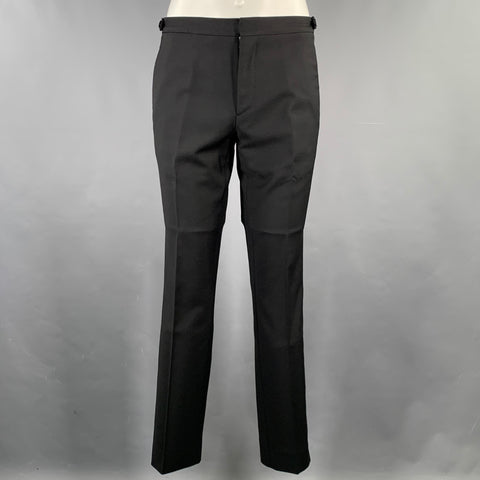 BURBERRY LONDON  Size 36 Black Solid Wool Mohair Notch Lapel 30 33 Tuxedo