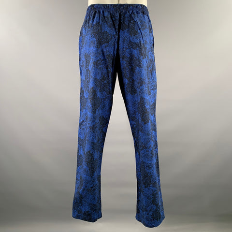 ROBERT GRAHAM Size XL Blue Black Floral Cotton Camp Pajama Set