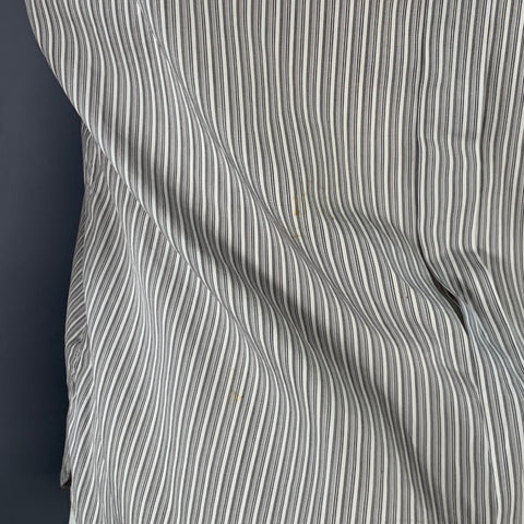 BURBERRY PRORSUM Size S White Grey Stripe Cotton One Pocket Long Sleeve Shirt