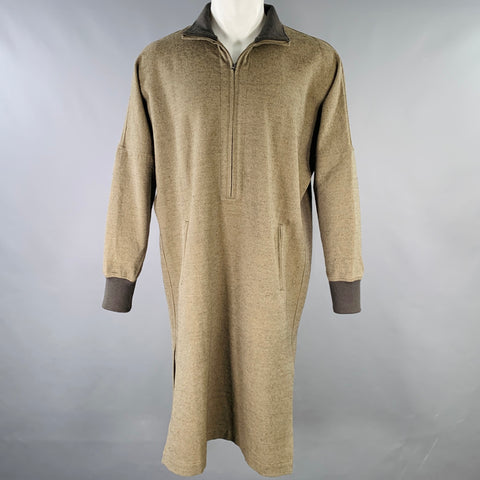 YANTOR Size M Tan Wool Silk Half Zip Anorak Coat