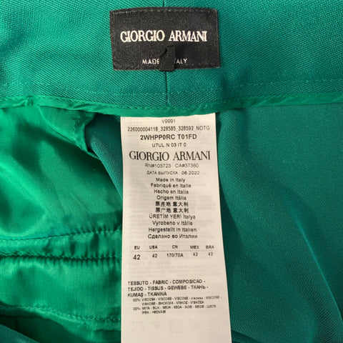 GIORGIO ARMANI Size 6 Green Emerald Velvet Viscose Silk Pants
