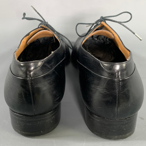 BALLY Size 10 Black Leather Lace Up Loafers