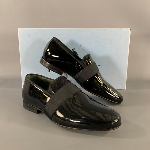 LANVIN Size 6 Black Patent Leather Slip On Loafers