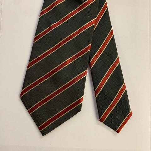 ERMENEGILDO ZEGNA Grey Rust Diagonal Stripe Silk Tie