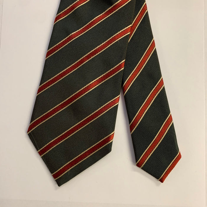 ERMENEGILDO ZEGNA Grey Rust Diagonal Stripe Silk Tie