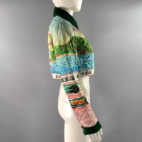 CASABLANCA Size 4 Blue Pink Polyester Landscape Bolero Coat