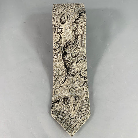 ROBERT TALBOTT Black Silver Paisley Silk Tie