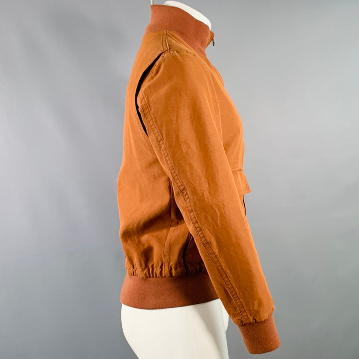 CAMOSHITA Size S Orange Rust Two Pockets Zip Up Bomber Jacket