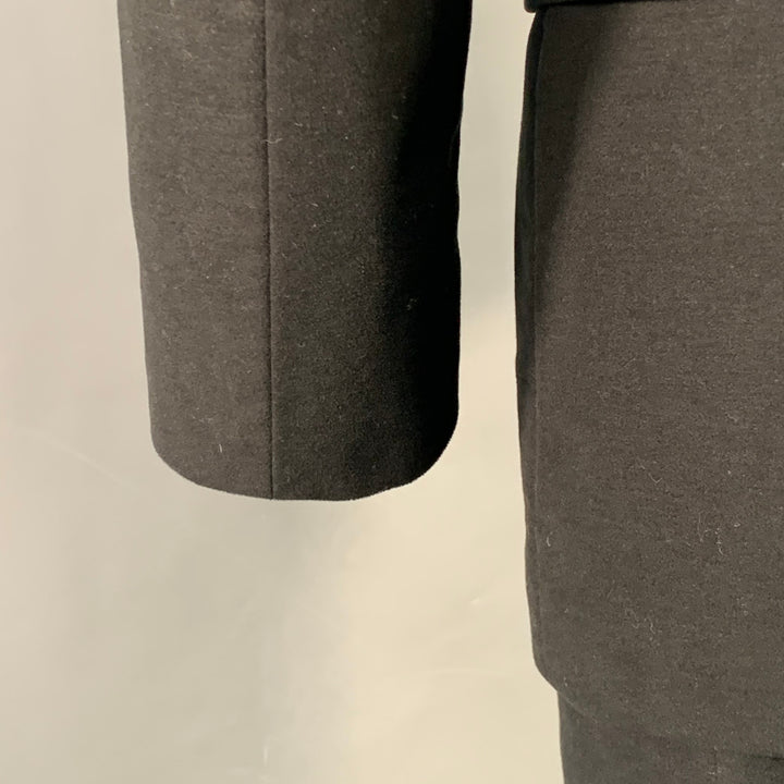 PRADA Size 38 Regular Black Velvet Cotton Blend Notch Lapel Suit