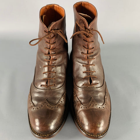 DAVID & JOAN Size 9 Brown Perforated Leather Pull On Boots