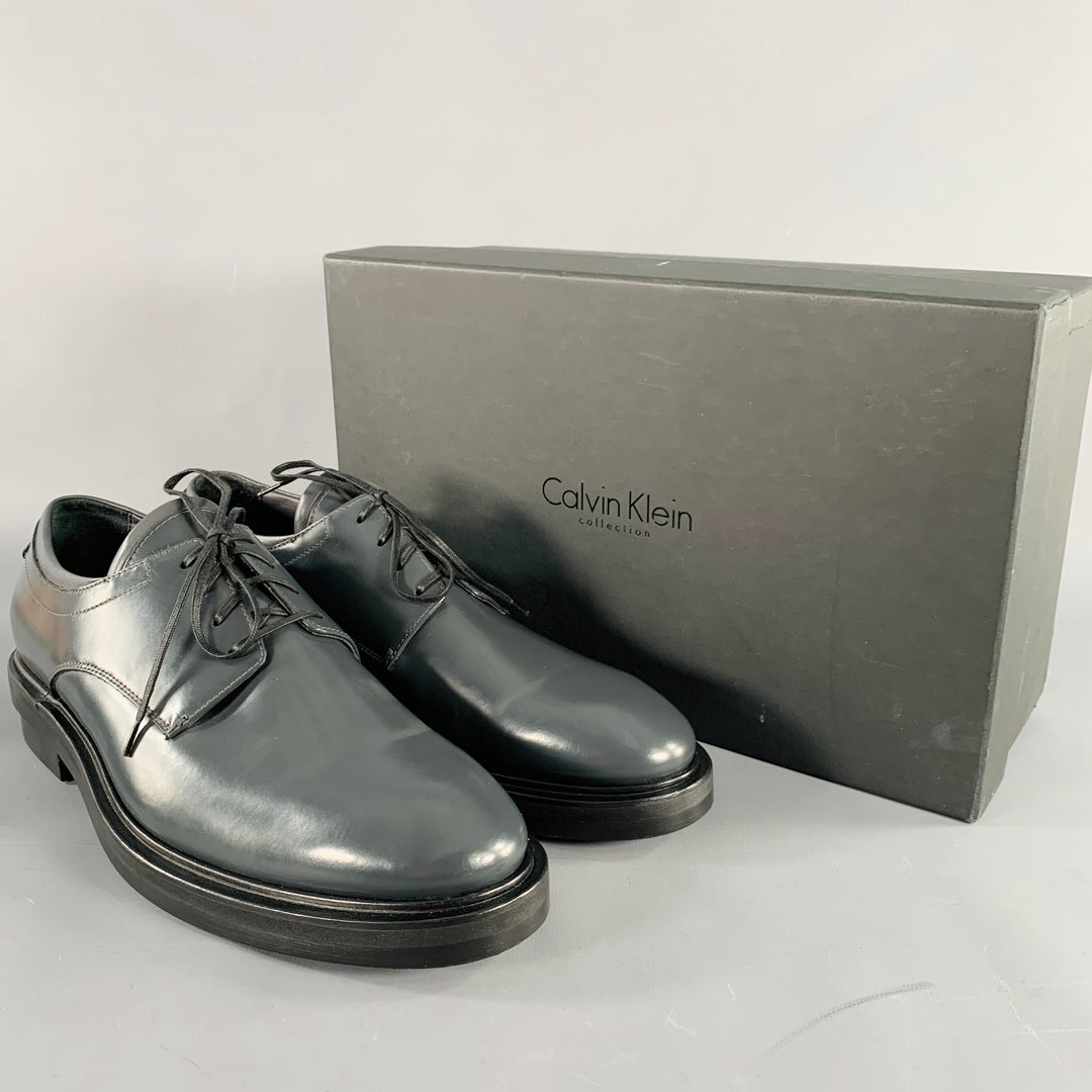 CALVIN KLEIN COLLECTION Size 9 Grey Leather Lace-Up Shoes