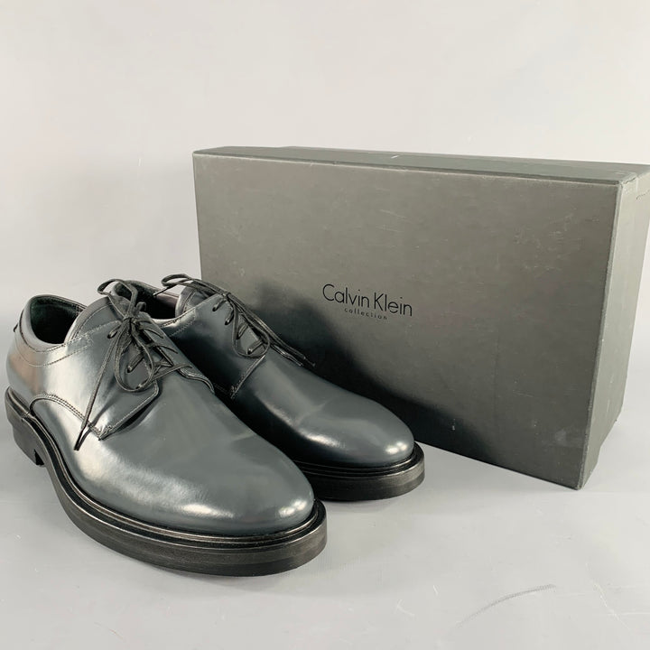 CALVIN KLEIN COLLECTION Size 9 Grey Leather Lace-Up Shoes