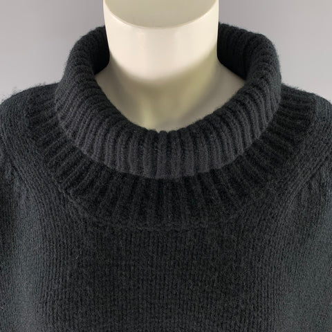 SABLYN Size L Black Cashmere Polyester Turtleneck Sweater